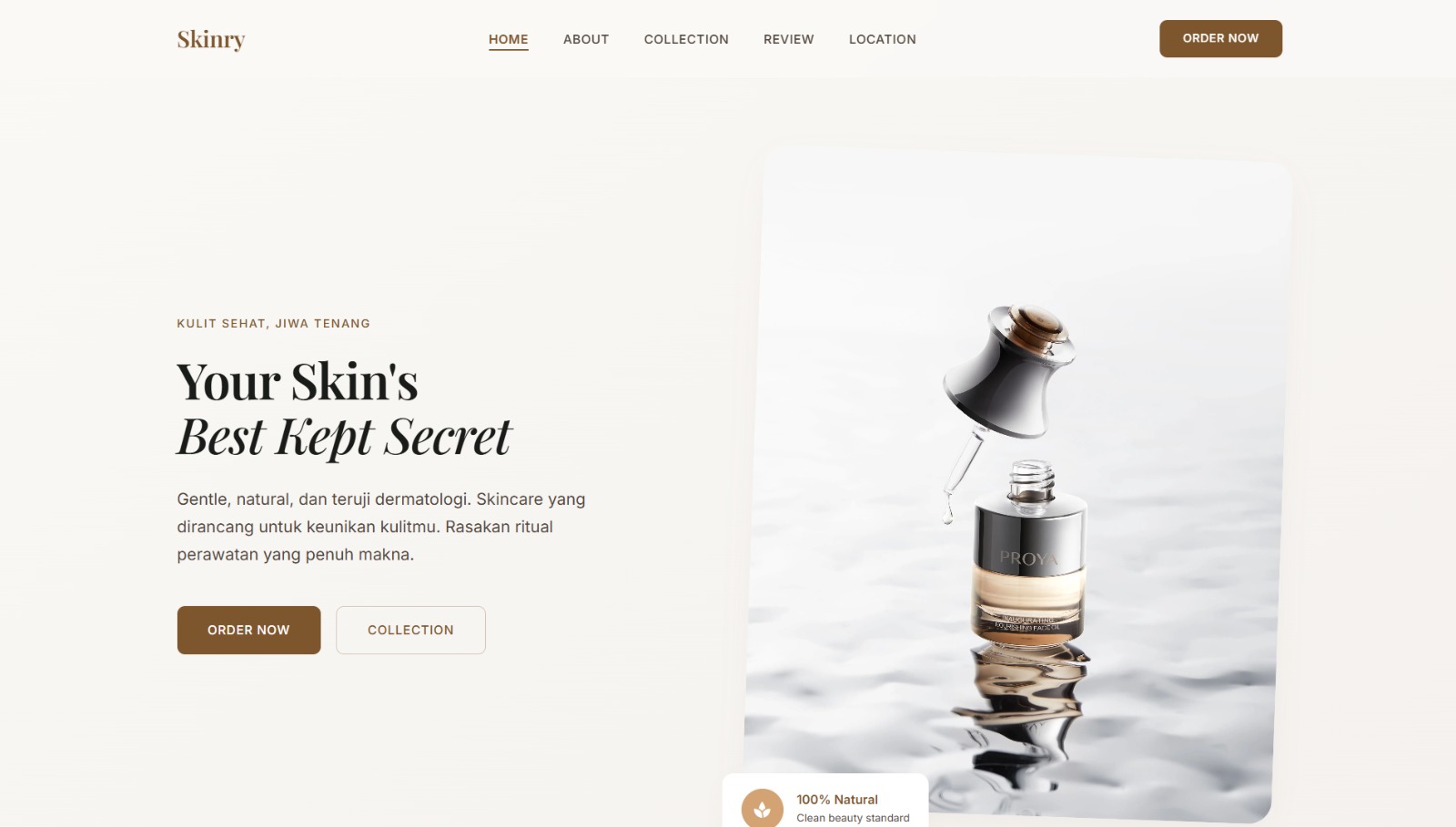 Tangkapan layar Landing Page Skinry